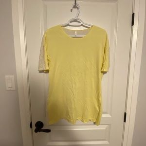 Lululemon Devotion Short Tee - Clarity Yellow / Heathered Polar Cream - Size 10